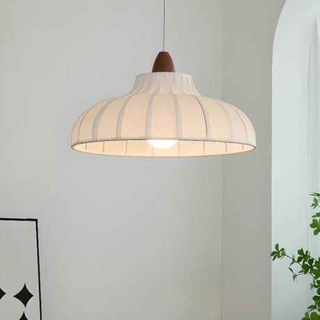 Modern Vaulted White Pendant Light Adjustable Height Image - 1