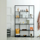 Modern Vertical Alloy Frame Rectangular Bookcase Black Image - 1