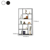 Modern Vertical Alloy Frame Rectangular Bookcase Black #size