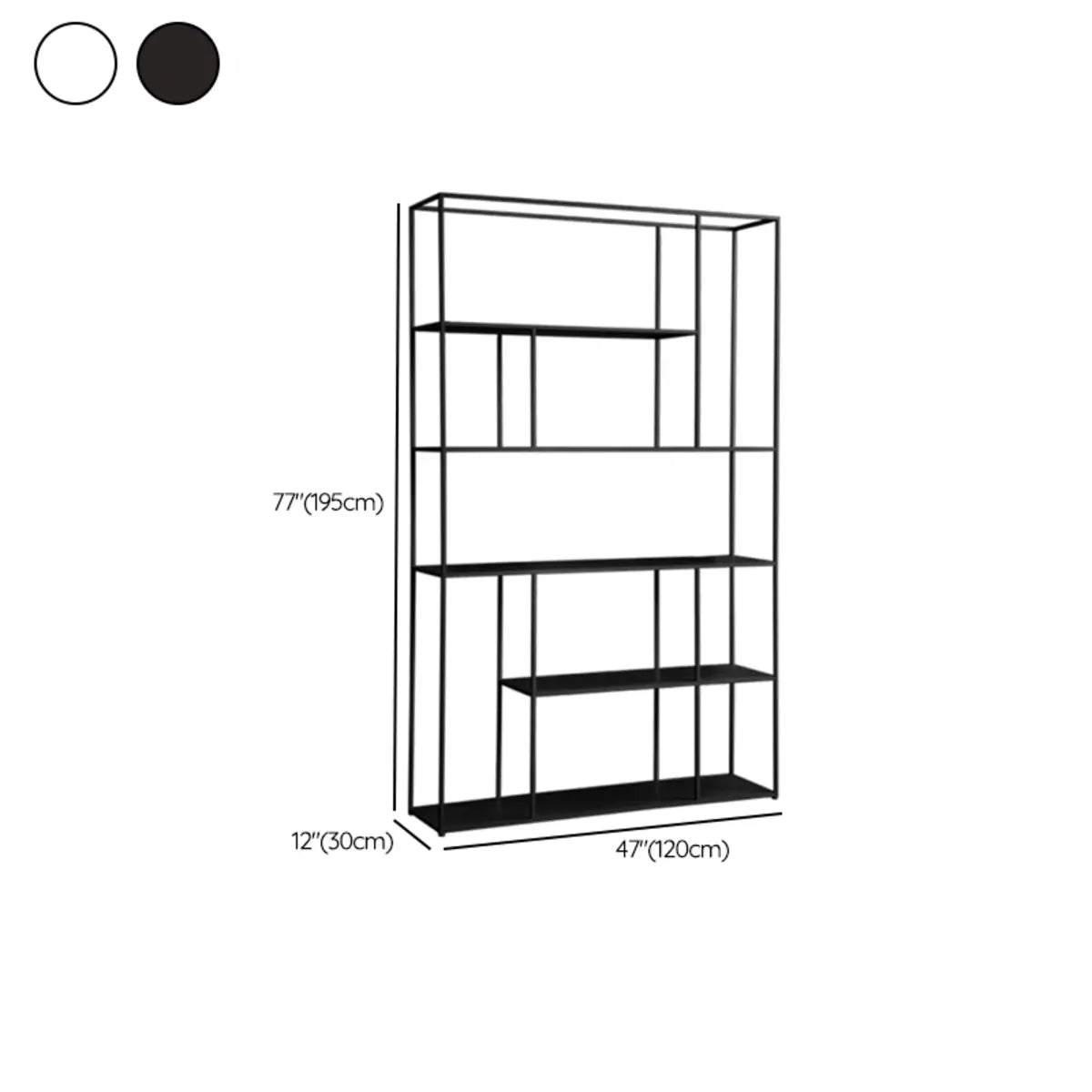 Modern Vertical Alloy Frame Rectangular Bookcase Black Image - 12