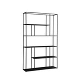 Modern Vertical Alloy Frame Rectangular Bookcase Black Image - 4