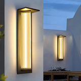 Modern Vertical Black Metal Exterior Wall Light Fixture Image - 1