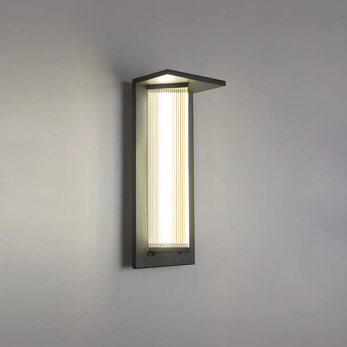 Modern Vertical Black Metal Exterior Wall Light Fixture Image - 21