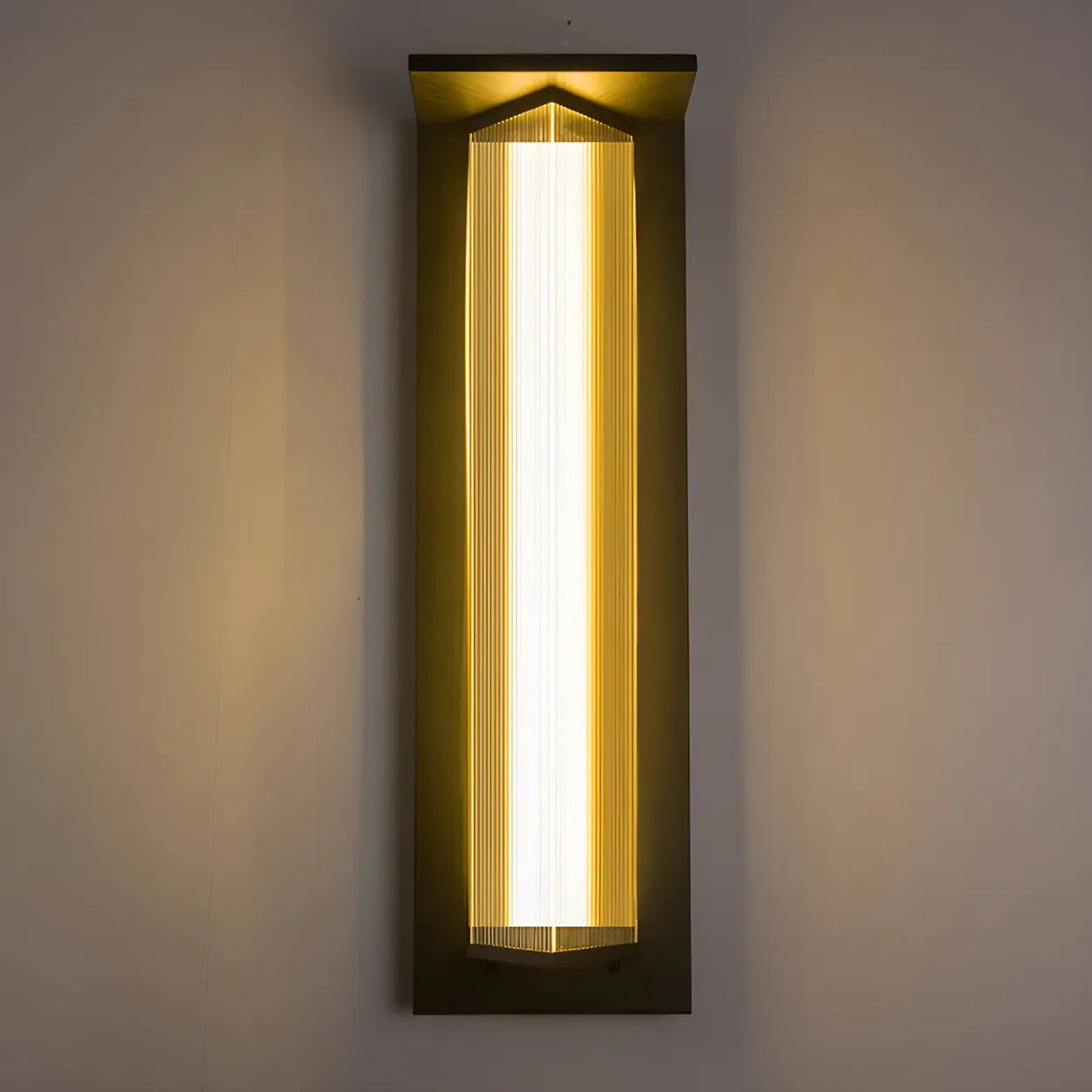 Modern Vertical Black Metal Exterior Wall Light Fixture Image - 22