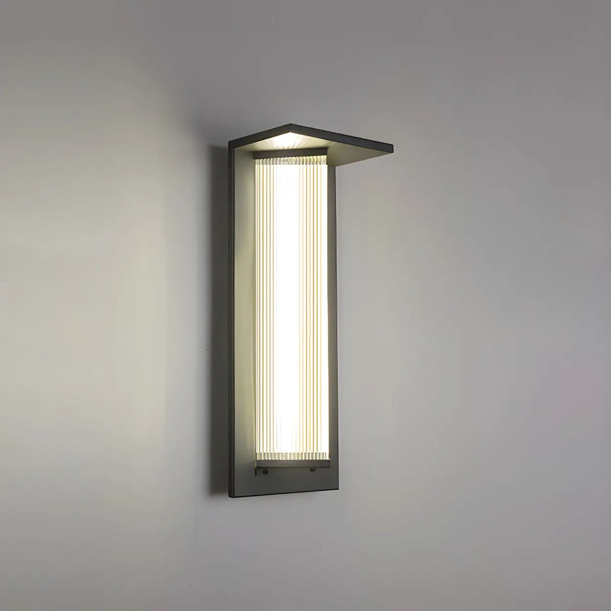 Modern Vertical Black Metal Exterior Wall Light Fixture Image - 23