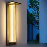 Modern Vertical Black Metal Exterior Wall Light Fixture Image - 24