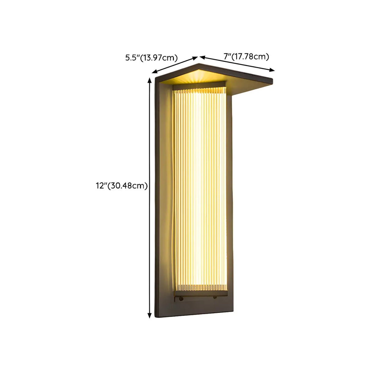 Modern Vertical Black Metal Exterior Wall Light Fixture 