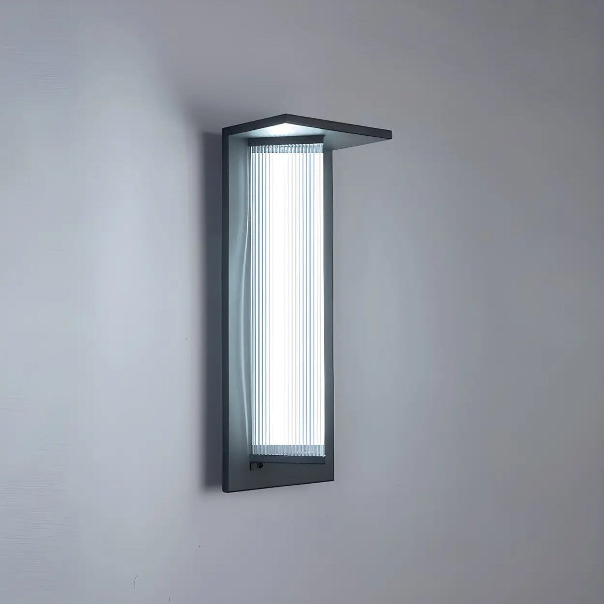 Modern Vertical Black Metal Exterior Wall Light Fixture Image - 3