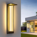 Modern Vertical Black Metal Exterior Wall Light Fixture Image - 5