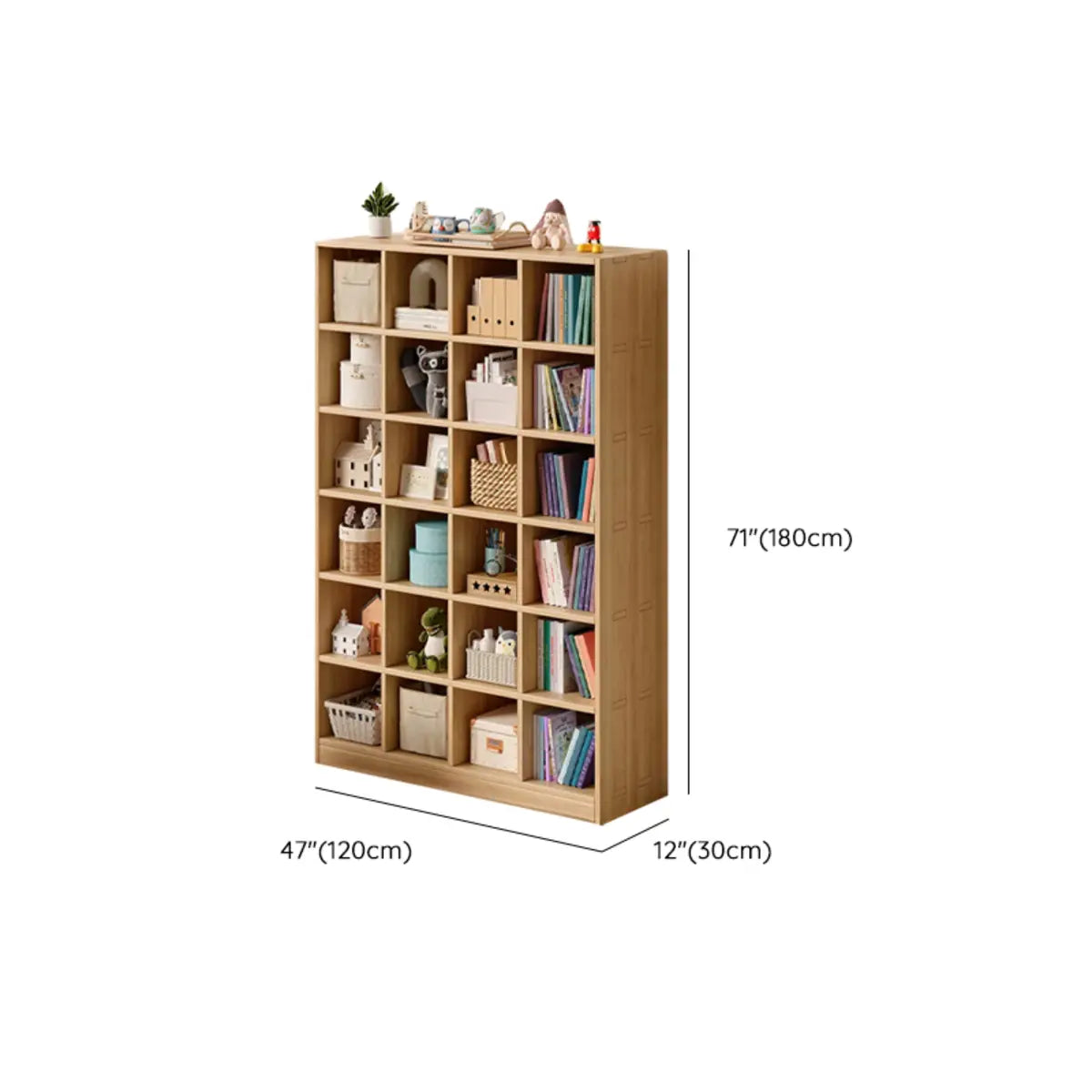 Modern Vertical Cubic Natural Wood Storage Bookcase 