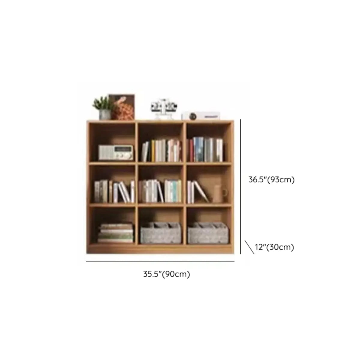 Modern Vertical Cubic Natural Wood Storage Bookcase Image - 15