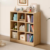 Modern Vertical Cubic Natural Wood Storage Bookcase Image - 3