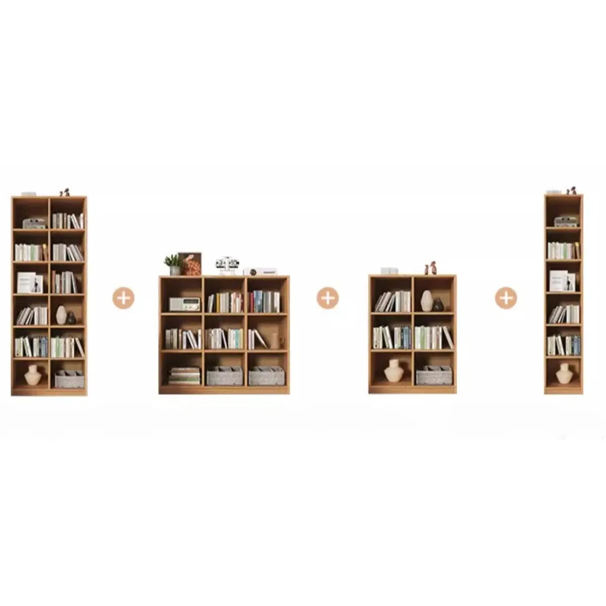 Modern Vertical Cubic Natural Wood Storage Bookcase Image - 6