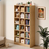 Modern Vertical Cubic Natural Wood Storage Bookcase Image - 7