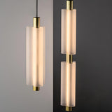 Modern Vertical Geometric White Living Room Pendant Light Image - 1