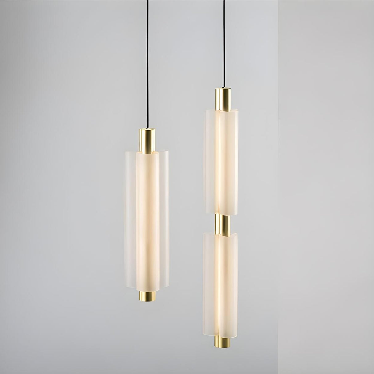 Modern Vertical Geometric White Living Room Pendant Light Image - 12