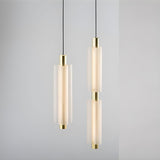 Modern Vertical Geometric White Living Room Pendant Light Image - 12