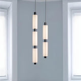 Modern Vertical Geometric White Living Room Pendant Light Image - 13