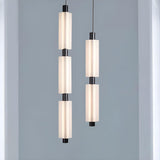 Modern Vertical Geometric White Living Room Pendant Light Image - 8