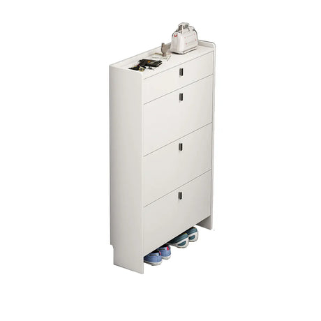 Modern Vertical MDF Hallway White Large Shoe Storage Unit Image - 2