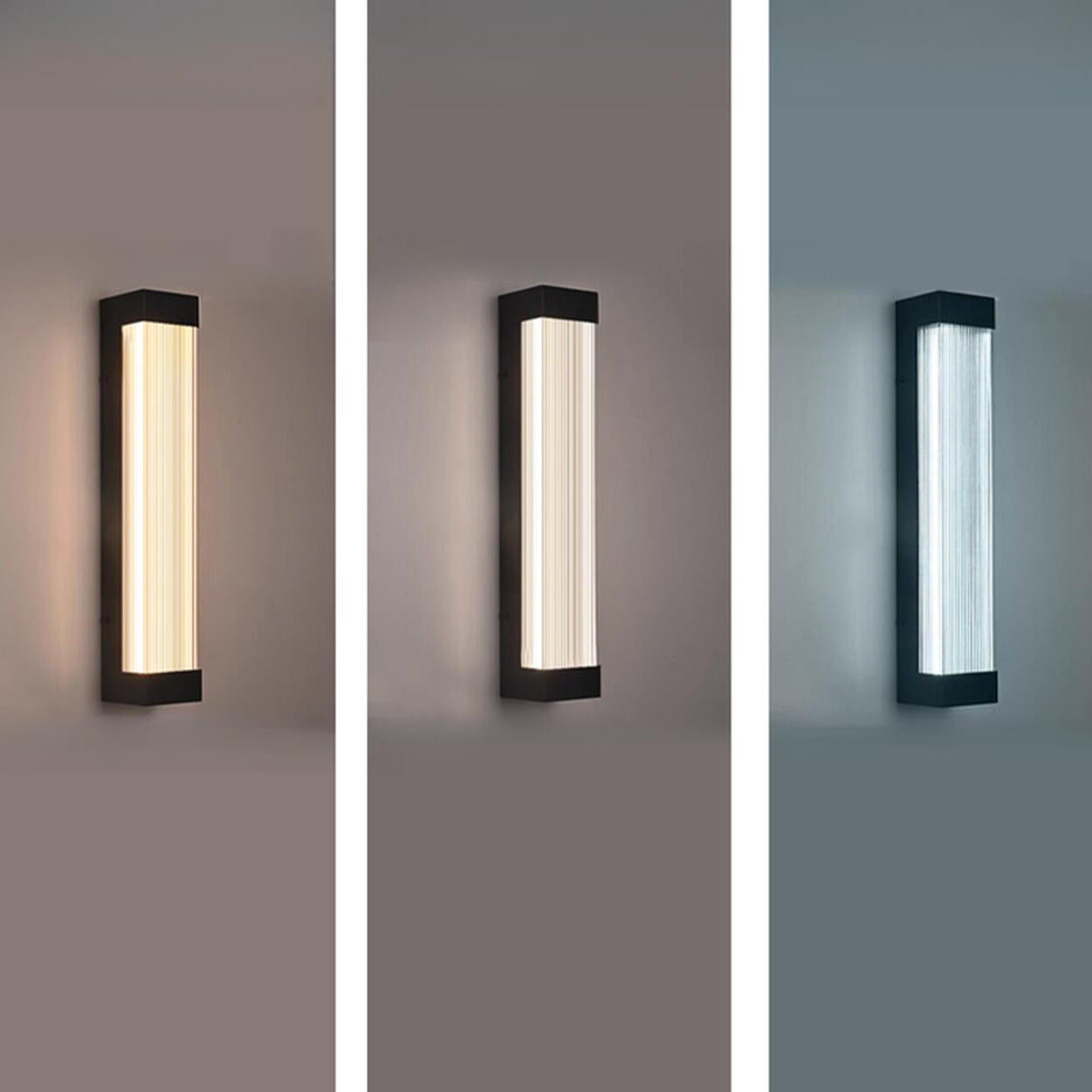 Modern Vertical Outdoor Ribbed Glass Wall Sconce Image - 10