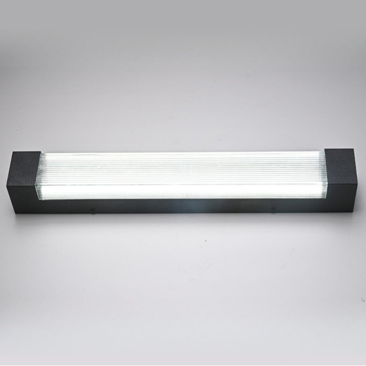 Modern Vertical Outdoor Ribbed Glass Wall Sconce Image - 5