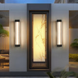 Modern Vertical Outdoor Ribbed Glass Wall Sconce Image - 6