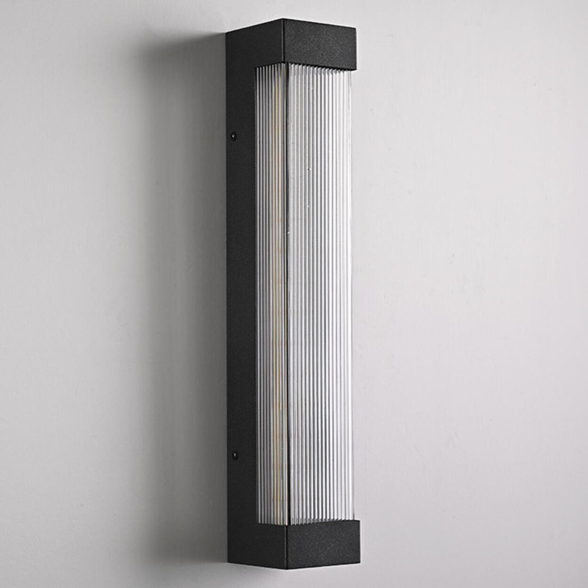 Modern Vertical Outdoor Ribbed Glass Wall Sconce Image - 9