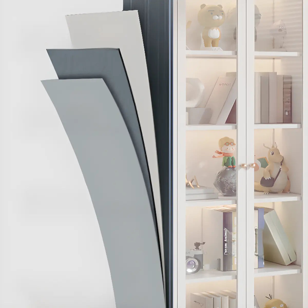 Modern Vertical Rectangular Steel Storage Bookcase Image - 35