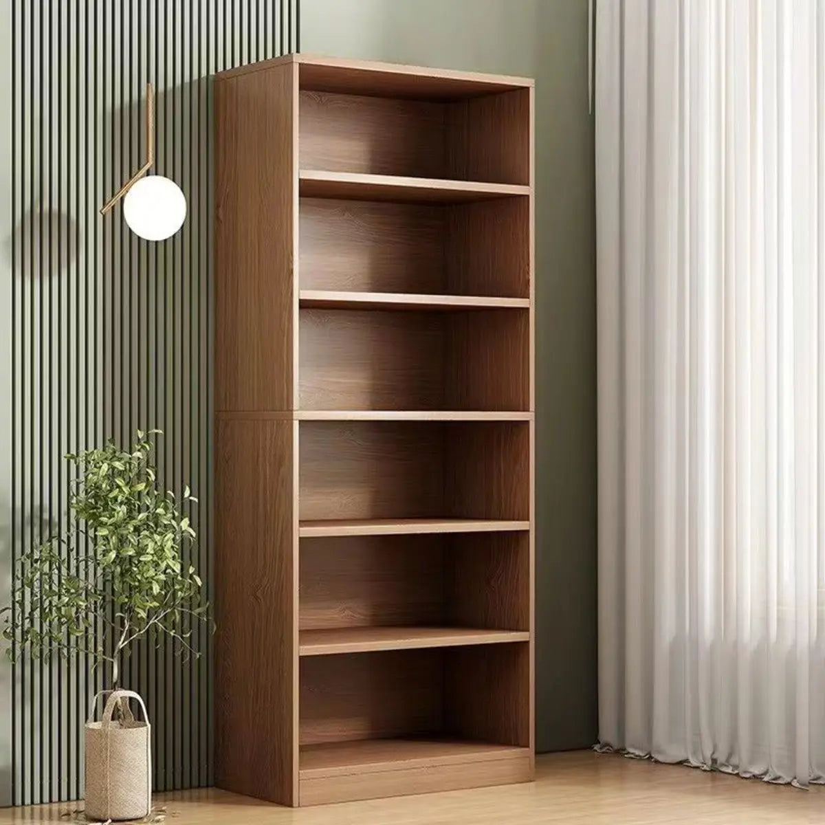 Modern Vertical Rectangular Timber Multi-shelf Bookcase Image - 1