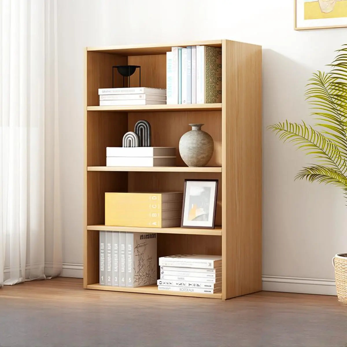 Modern Vertical Rectangular Timber Multi-shelf Bookcase Image - 14