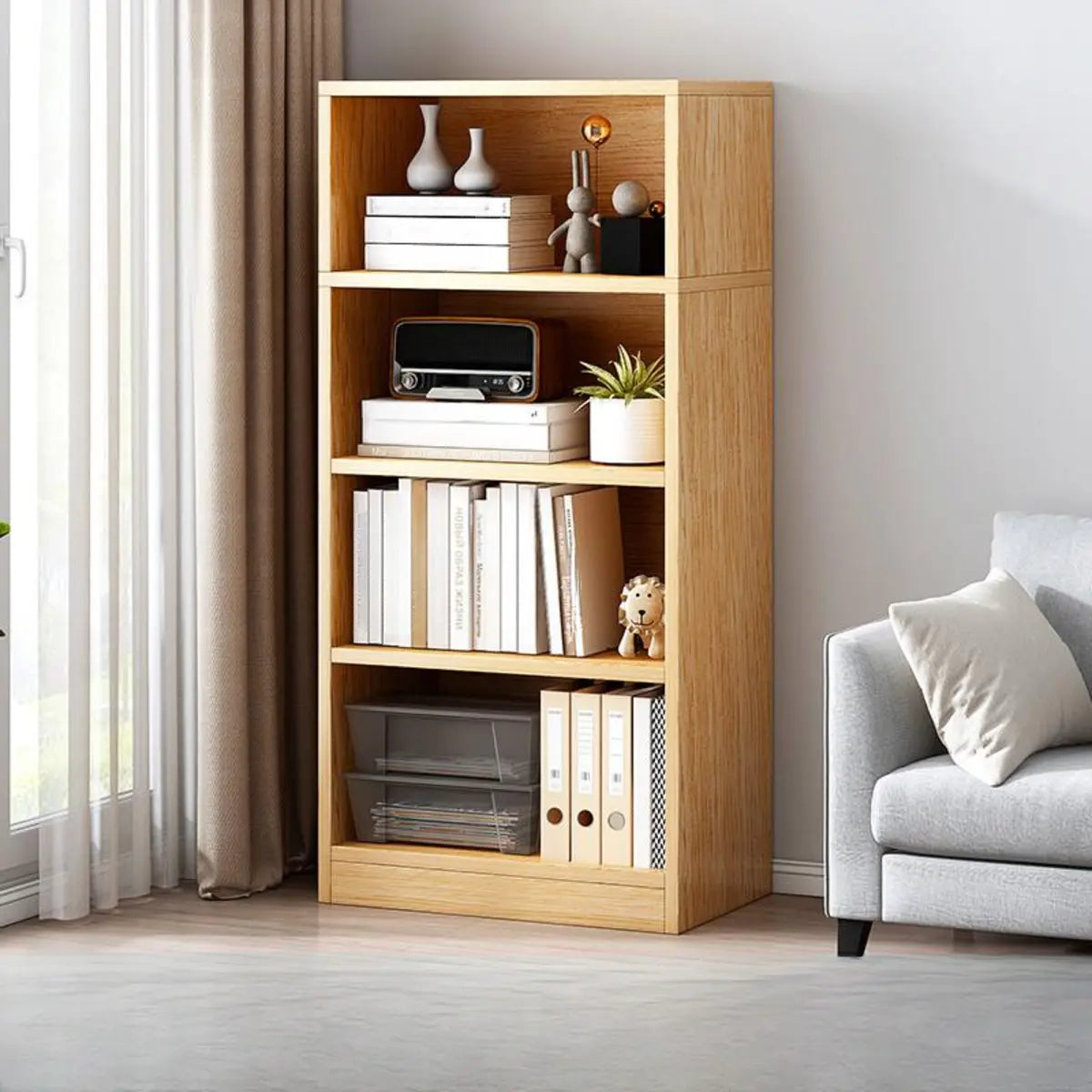 Modern Vertical Rectangular Timber Multi-shelf Bookcase Image - 27