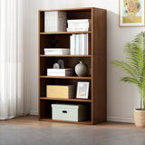 Modern Vertical Rectangular Timber Multi-shelf Bookcase Image - 28