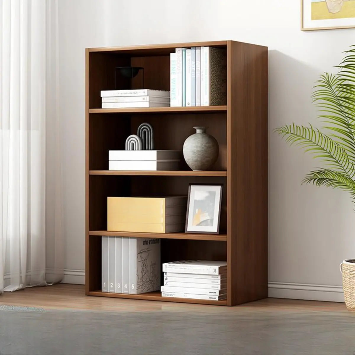 Modern Vertical Rectangular Timber Multi-shelf Bookcase Image - 32