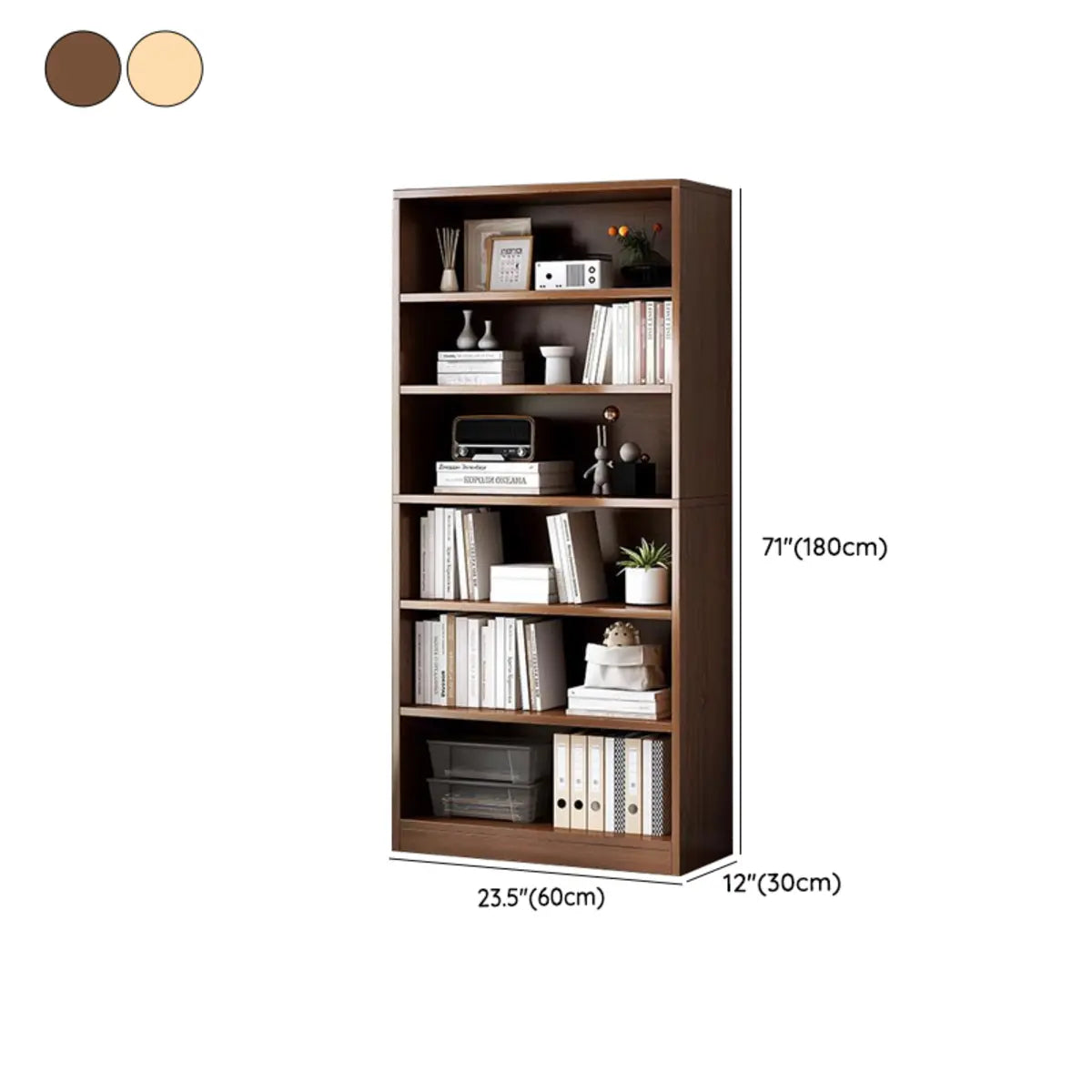 Modern Vertical Rectangular Timber Multi-shelf Bookcase 