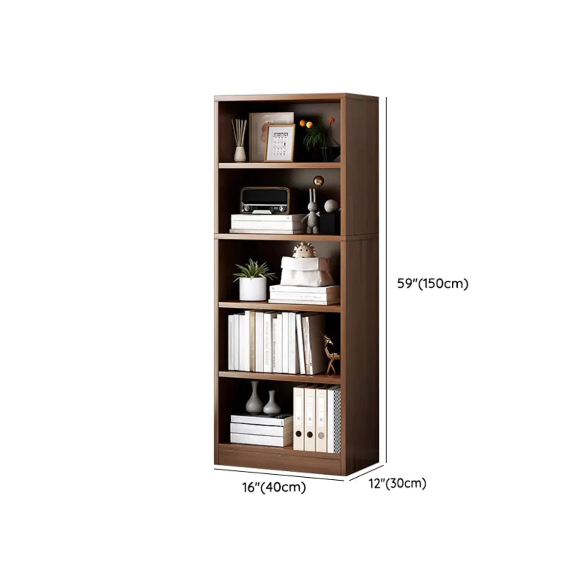 Modern Vertical Rectangular Timber Multi-shelf Bookcase Image - 38