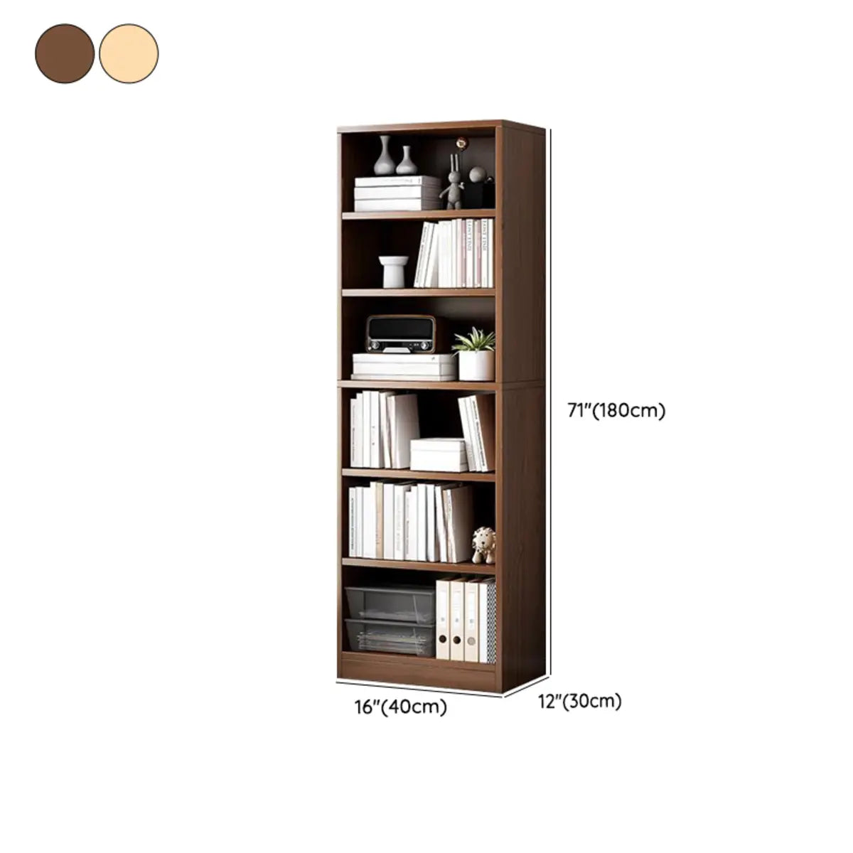 Modern Vertical Rectangular Timber Multi-shelf Bookcase Image - 40