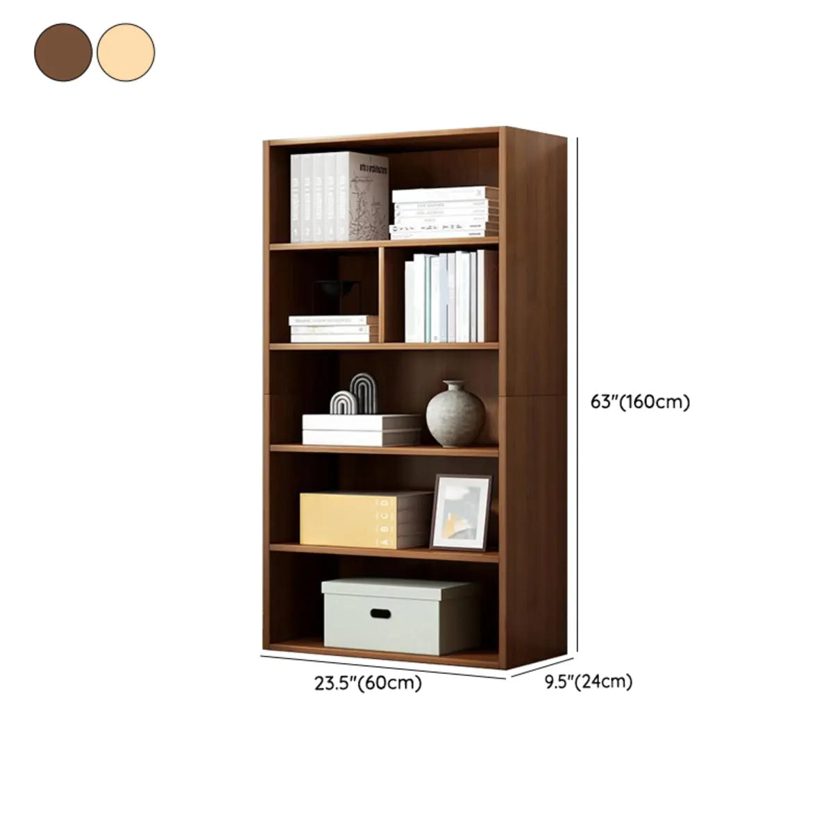 Modern Vertical Rectangular Timber Multi-shelf Bookcase Image - 41