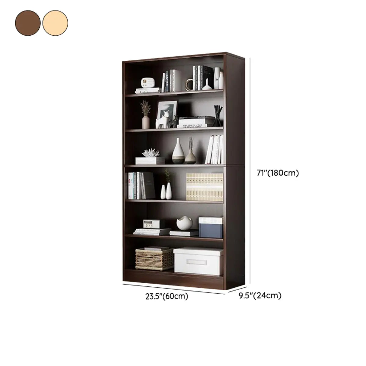 Modern Vertical Rectangular Timber Multi-shelf Bookcase Image - 43