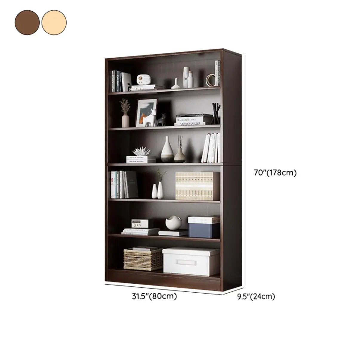 Modern Vertical Rectangular Timber Multi-shelf Bookcase Image - 44