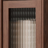 Modern Vertical Tall Brown Narrow Storage Bookcase Image - 12