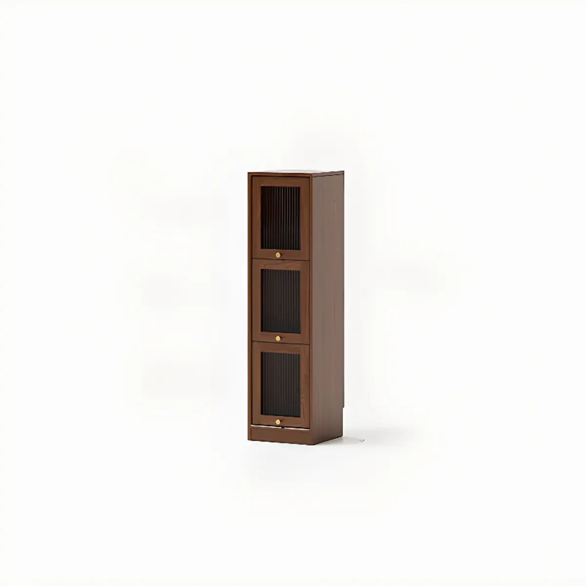 Modern Vertical Tall Brown Narrow Storage Bookcase Image - 13