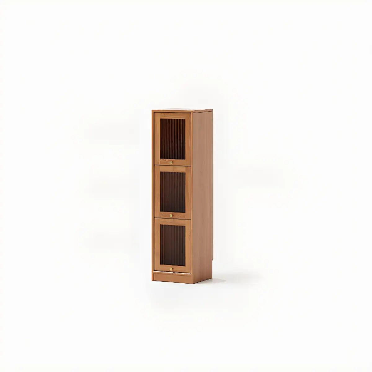 Modern Vertical Tall Brown Narrow Storage Bookcase Image - 15