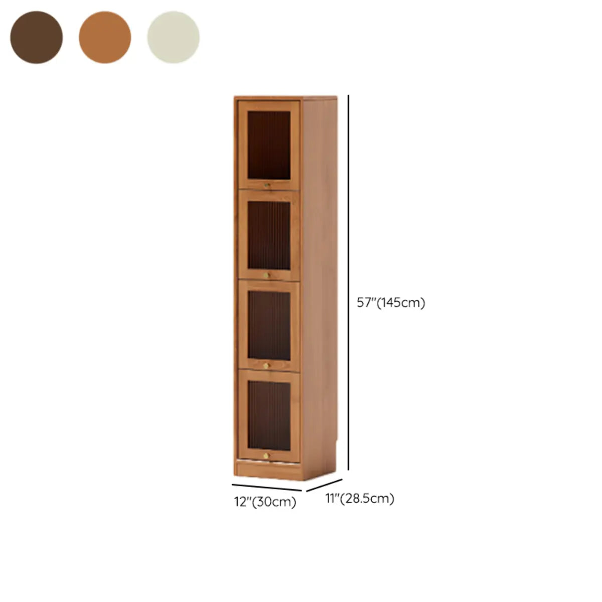 Modern Vertical Tall Brown Narrow Storage Bookcase Image - 22