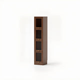 Modern Vertical Tall Brown Narrow Storage Bookcase Image - 7