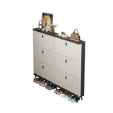 Modern Vertical Wood Entryway Shoe Storage Cabinet White Image - 9