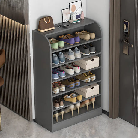 Modern Vertical Wood Hallway Gray 5-Tier Open Shoe Rack Image - 1