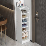 Modern Vertical Wood Hallway Gray 5-Tier Open Shoe Rack Image - 14