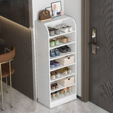 Modern Vertical Wood Hallway Gray 5-Tier Open Shoe Rack Image - 16