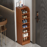 Modern Vertical Wood Hallway Gray 5-Tier Open Shoe Rack Image - 17